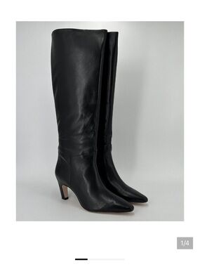 Everlane The Knee-High Banana Heel Boot in Black Leather sz 8.5 Women's NWT